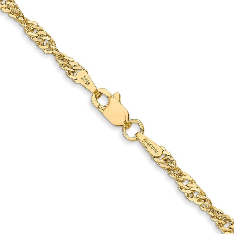 Curata Women's 14k 2.75mm Lightweight Singapore Chain Anklet - 10 Inch