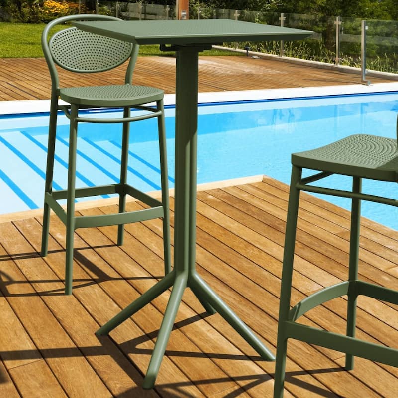 24" Olive Green Square Folding Bar Table