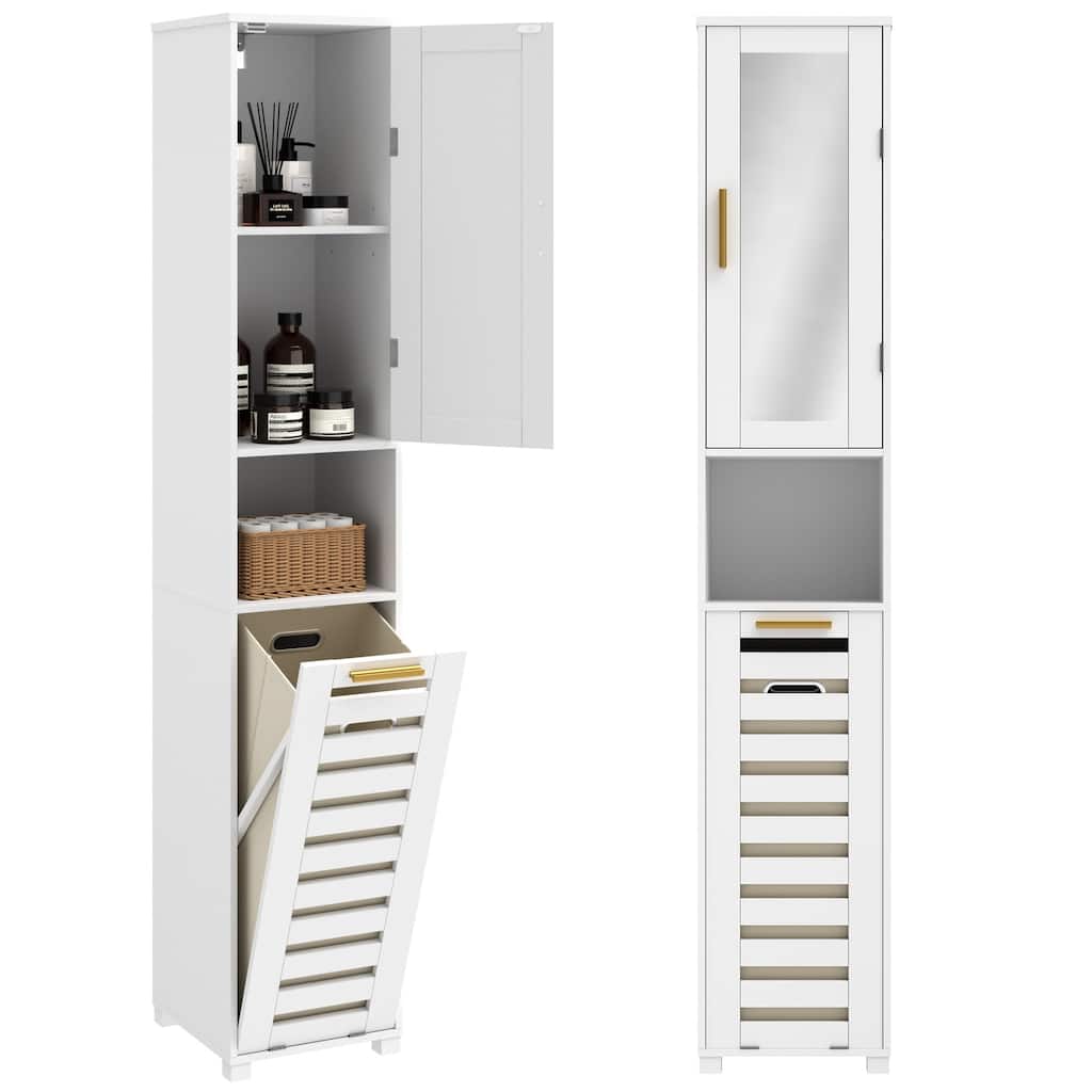 VECELO Tilt Out Laundry Hamper Cabinet with Laundry Baskets Hamper Bathroom Storage Cabinet Laundry Cabinet