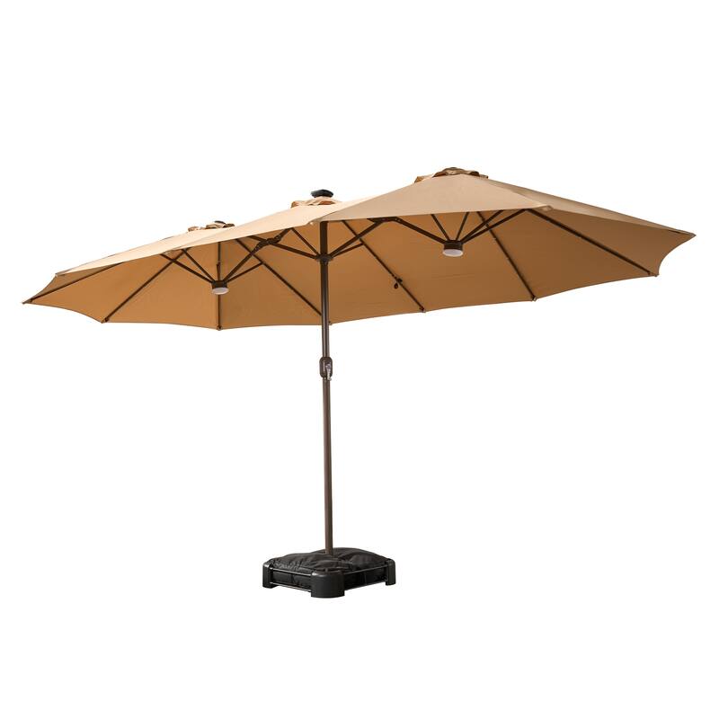 HOOOWOOO Outdoor Patio Umbrella with Solar LED Light
