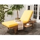 preview thumbnail 1 of 9, SAFAVIEH Outdoor Newport Solid Wood Chaise Lounge Chair with Side Table & Cushion - 27.6" W x 78.7" D x 14.2" H Natural/Yellow