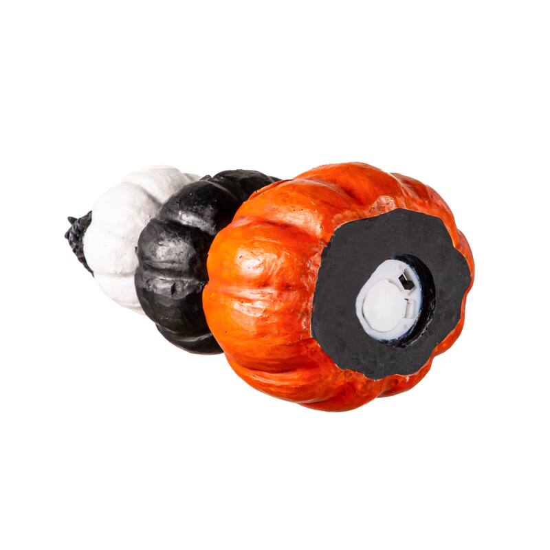 10.35" LED Resin Pumpkins with Crow Tabletop Decor