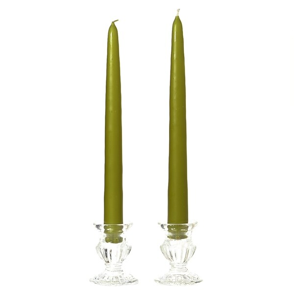 1 Pair Taper Candles Unscented 12 Inch Sage Tapers .88 in. diameter x 12 in. tall