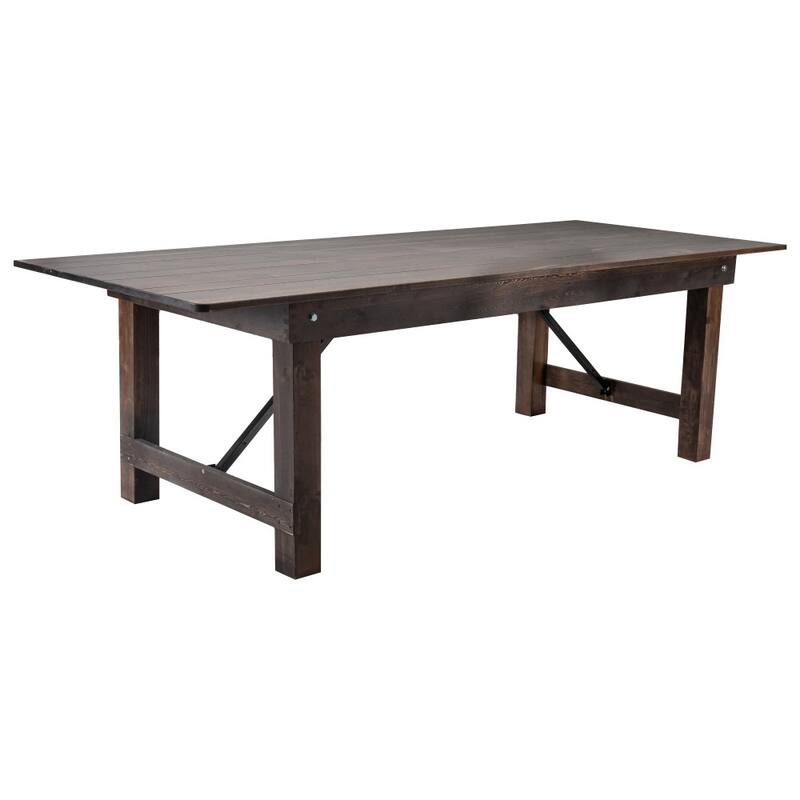 8' x 40" Rectangular Antique Rustic Solid Pine Folding Farm Table - 96"D x 40"W x 30"H