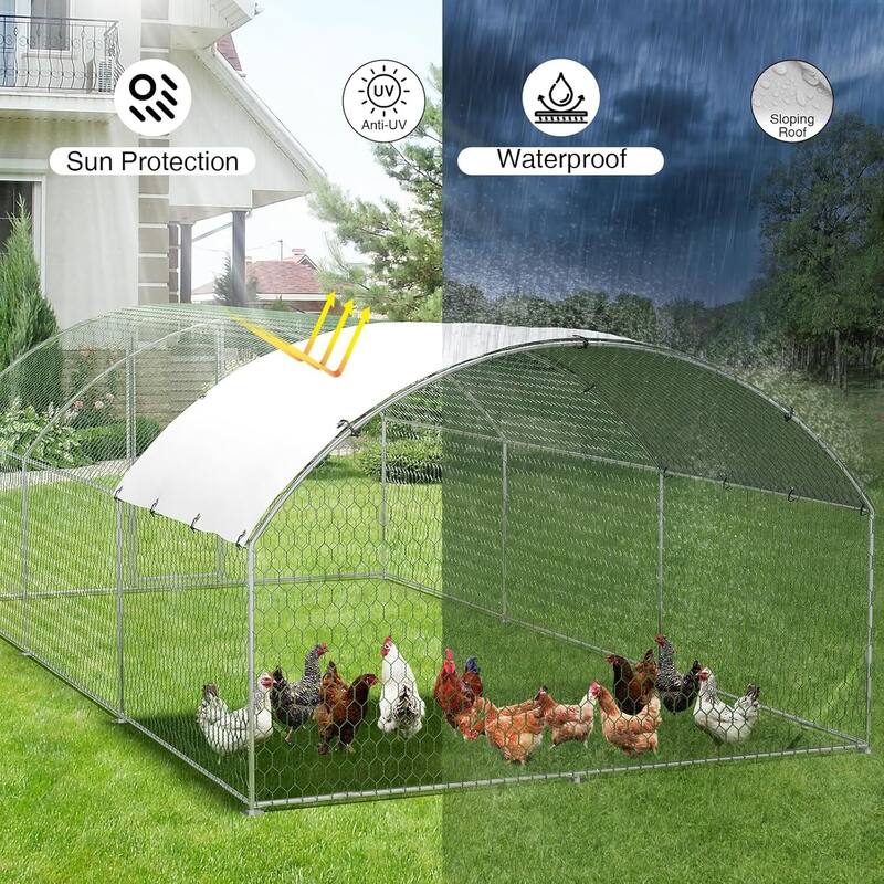 Heavy Duty Walkin Chicken Run, Chicken Coop with Waterproof and Anti-Uv Cover