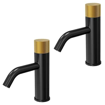 GRANDJOY 2-Pack Low-Arc Single Handle Vessel Sink Faucets with Pop-Up Drain, Modern Bathroom Design