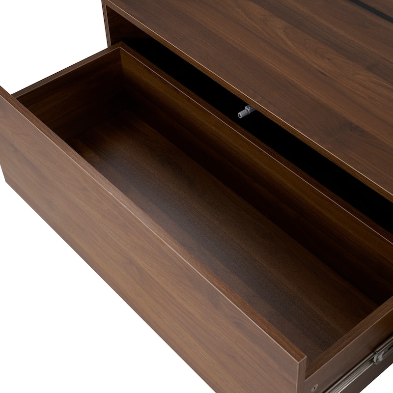 47.2" MDF Coffee Table with Sliding Top and Hidden Storage for Living Room