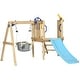 preview thumbnail 2 of 7, Outsunny 3 in 1 Wooden Swing Set with Slide, Baby Swing Seat, Fort, Wheel, Telescope, Mailbox, 1.5-4 Years Old, 67"x79"x46.5"