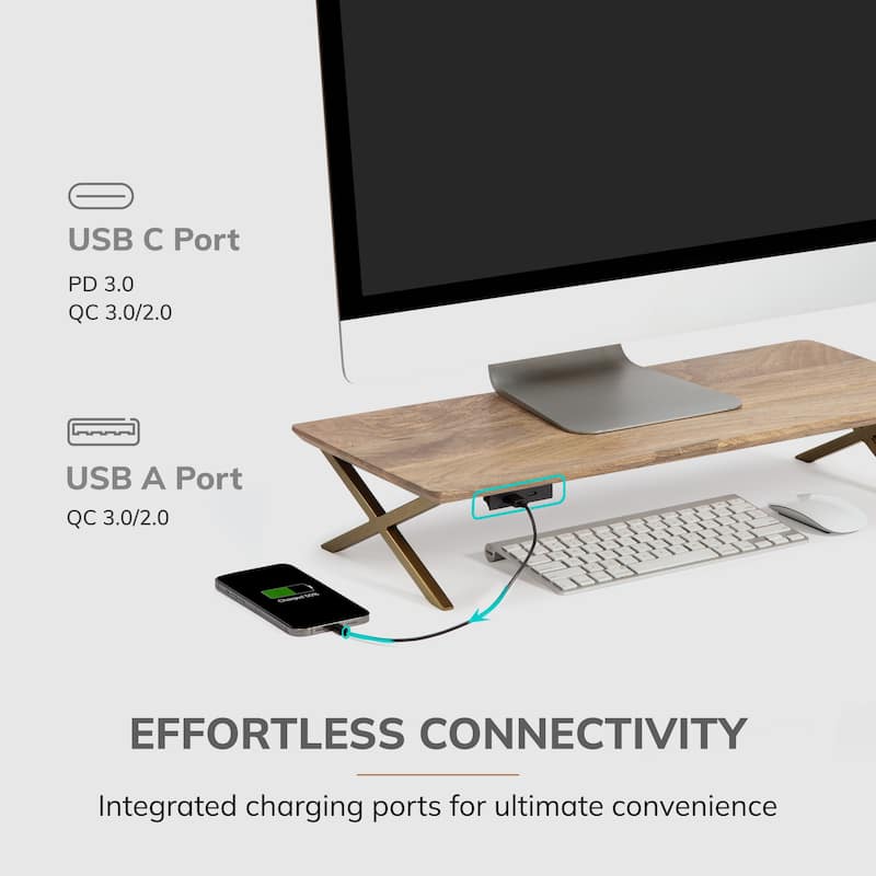 Jani Wood Monitor Stand Riser Desk - Ergonomic Design Stand, Desktop Organizer Table for Home, Office Workspace, Gaming Desk