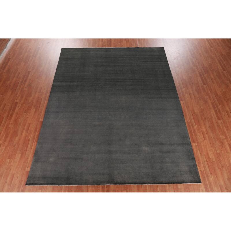 Modern Solid Gabbeh Persian Area Rug Handmade Wool Carpet - 9'4" x 12'1"