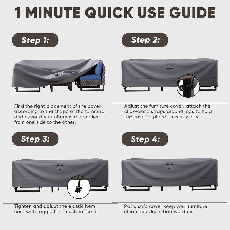 Heavy Duty Patio Sofa Cover, Waterproof 3-Seater Outdoor Sofa Cover