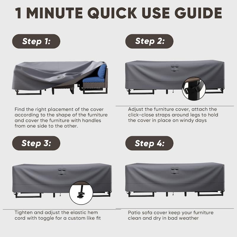 Pocassy Outdoor Patio Furniture Covers Windproof Cover Protective