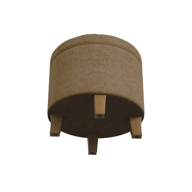 Carson Carrington Hare Button-tufted Round Storage Ottoman