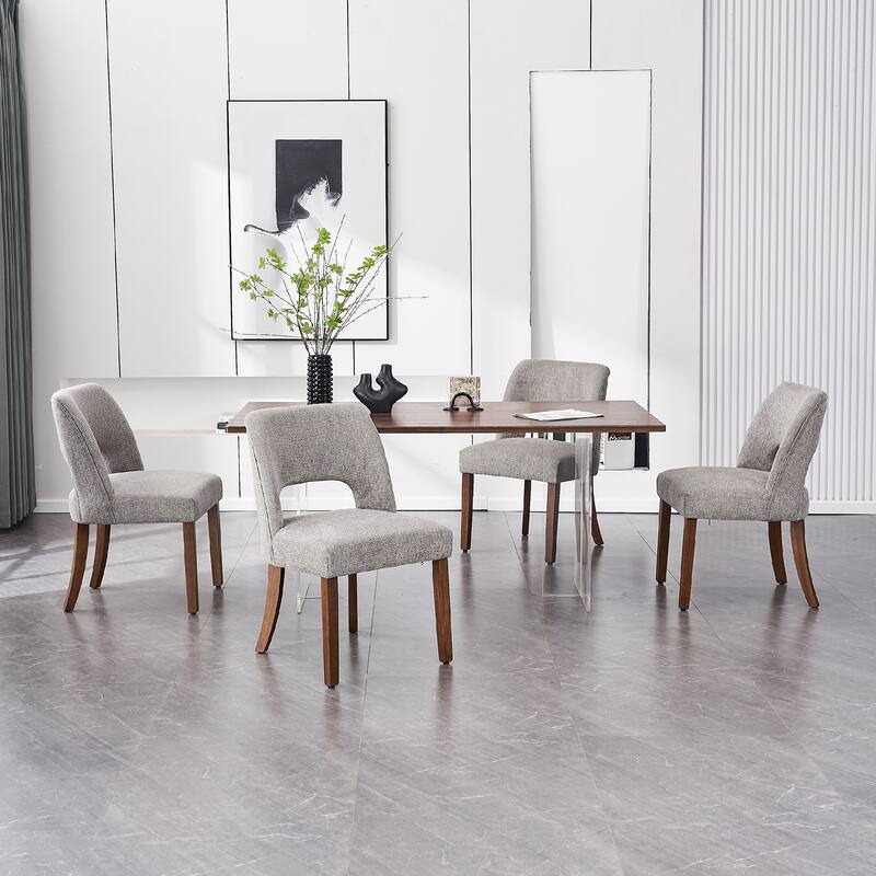 Wooden Dining Chairs Set of 2/4/6,Modern Fabric Upholstered Dining Room Chair Kitchen Chairs - Set of 4 - Grey
