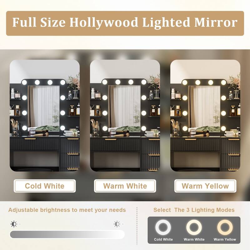 Meyreso Vanity Set With Lighted Mirror