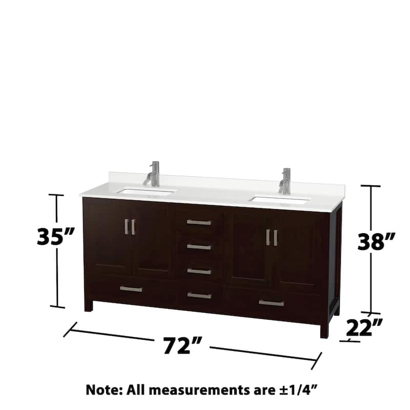 Sheffield 72-inch Double Vanity, Single Hole Quartz Top