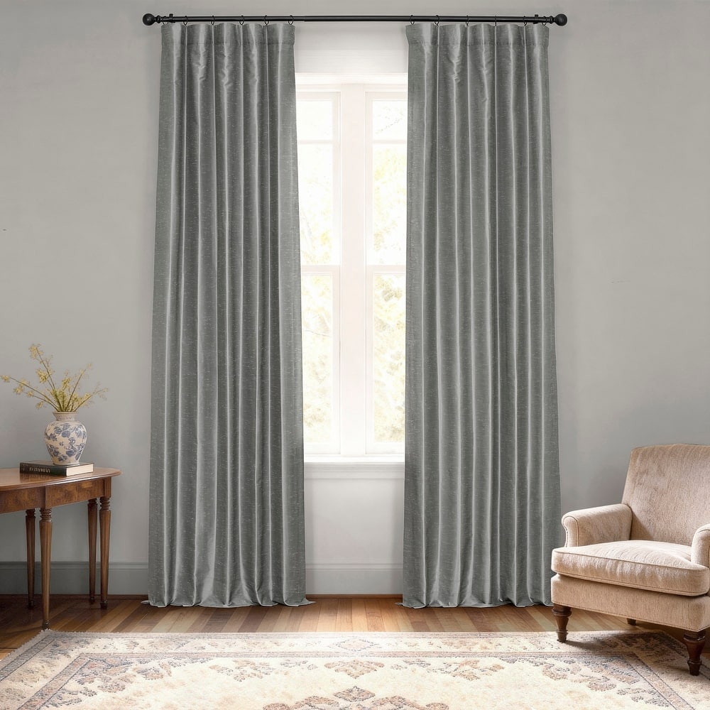 Exclusive Fabrics Textured Faux Dupioni Silk Thermal Blackout Curtains (1 Panel)