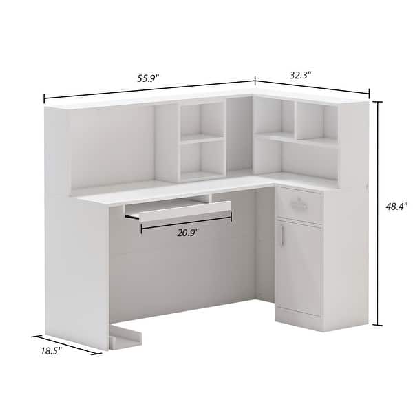 dimension image slide 0 of 3, Modern L-Shaped Reception Desk Reception Table Secretary Table Working