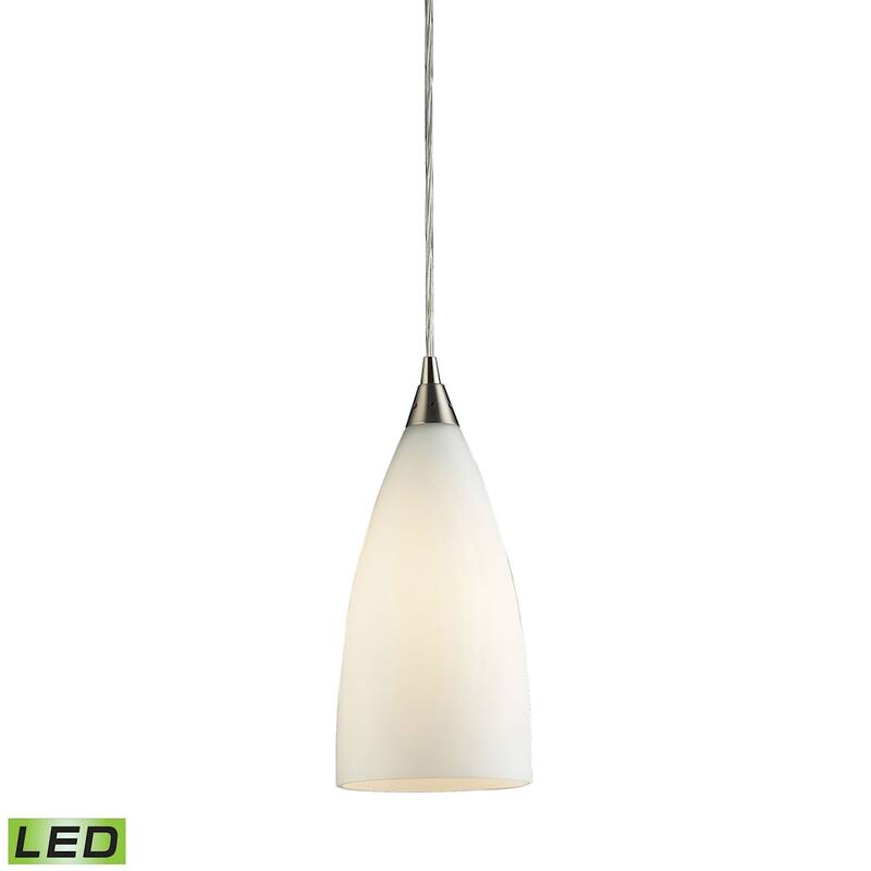 Elk Home Vesta Satin Nickel With White Glass 1 Light Pendant