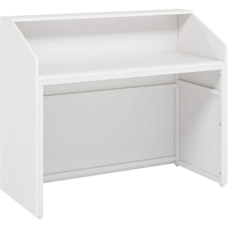 47" Modern White Reception Desk with Counter, Front Desk Table