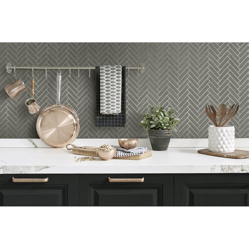 Stacy Garcia Home Herringbone Inlay Peel and Stick Wallpaper