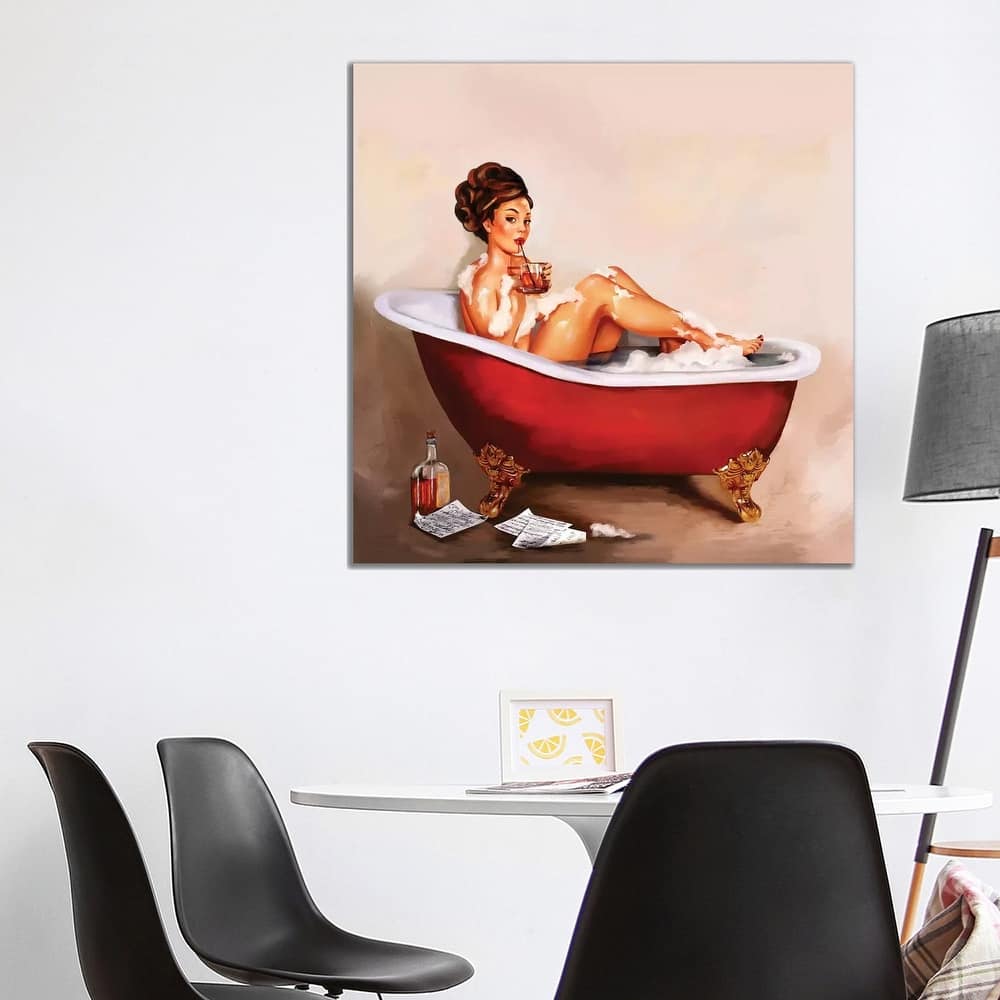 iCanvas "Whiskey Neat Bath Pinup" by The Whiskey Ginger Canvas Print