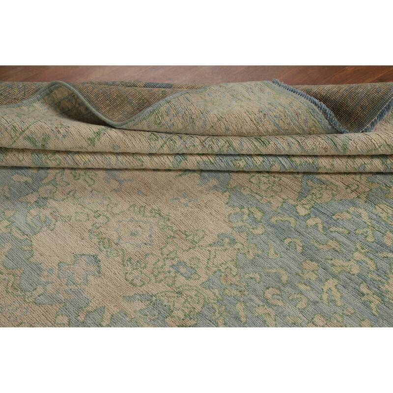 Floral Oushak Turkish Area Rug Hand-Knotted Vegetable Dye Wool Carpet - 7'11"x 9'11"