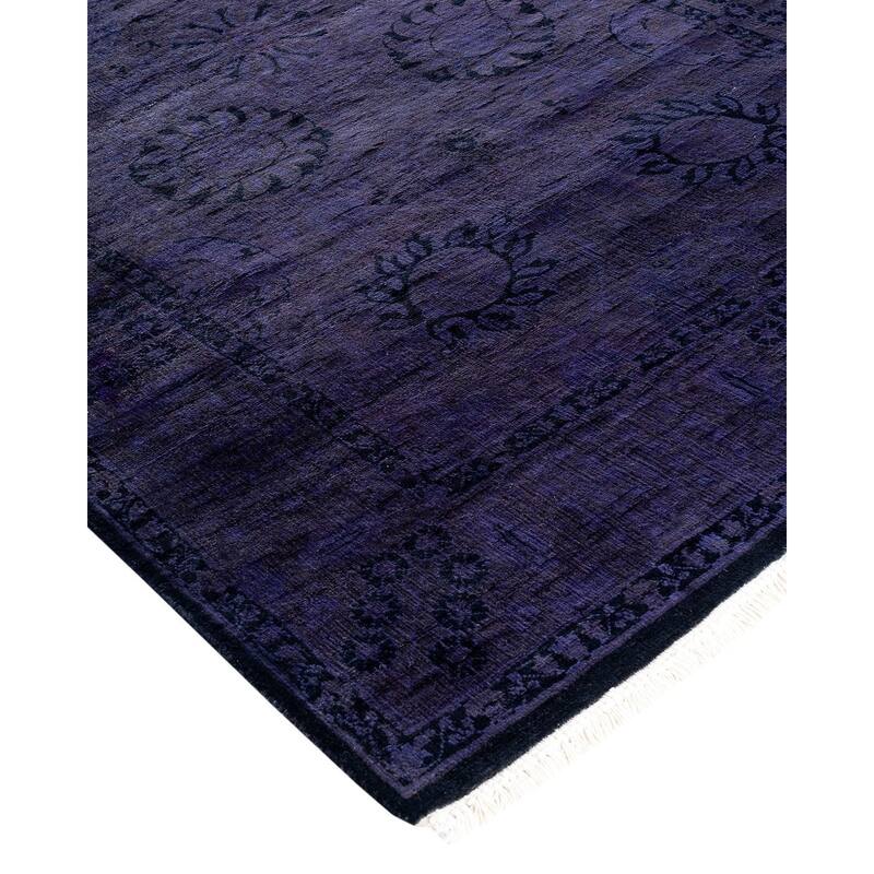 Fine Vibrance, One-of-a-Kind Hand-Knotted Runner Rug - Purple, 3' 0" x 14' 9" - 3' 0" x 14' 9"
