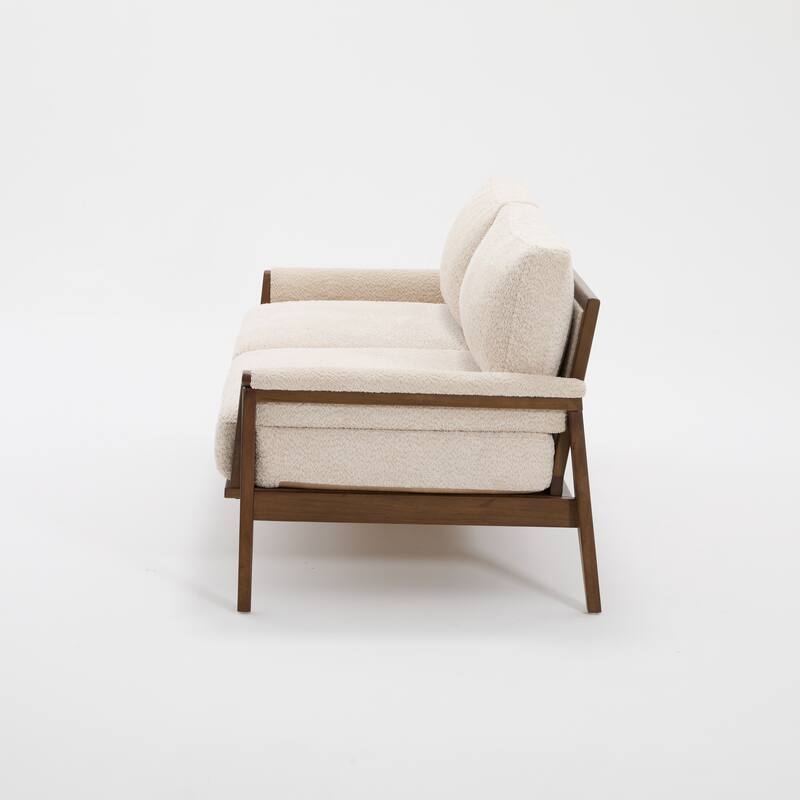 Christopher Knight Home - Mid-Century Modern 3-Seater 74" Upholstered Sofa with Solid Wood Frame