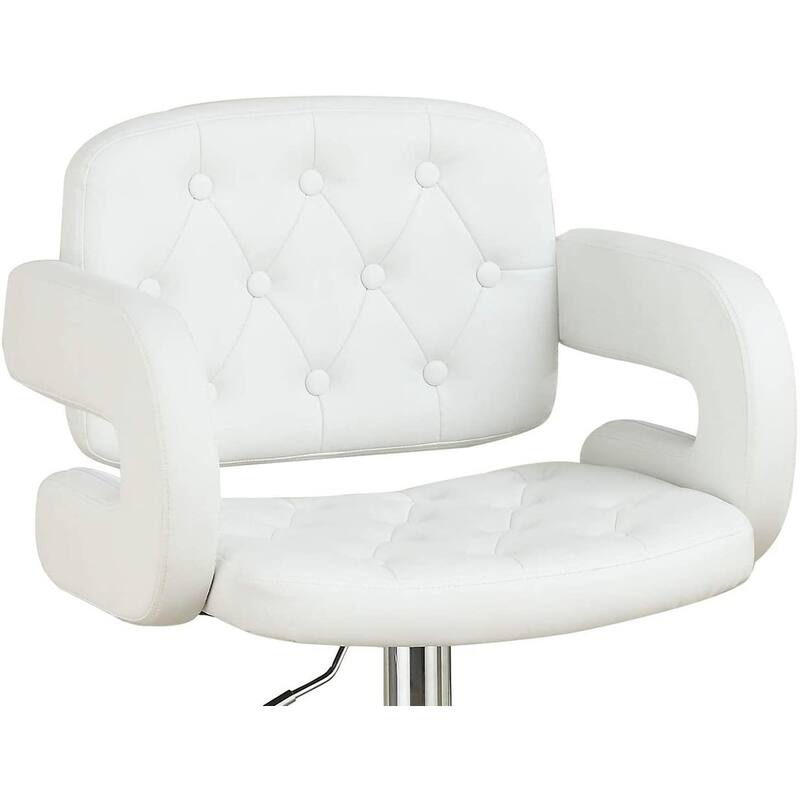 Faux Leather Swivel Barstool, Tufted Back Upholstered Dining Chair, Adjustable Height Counter High Chair, Reception Chair