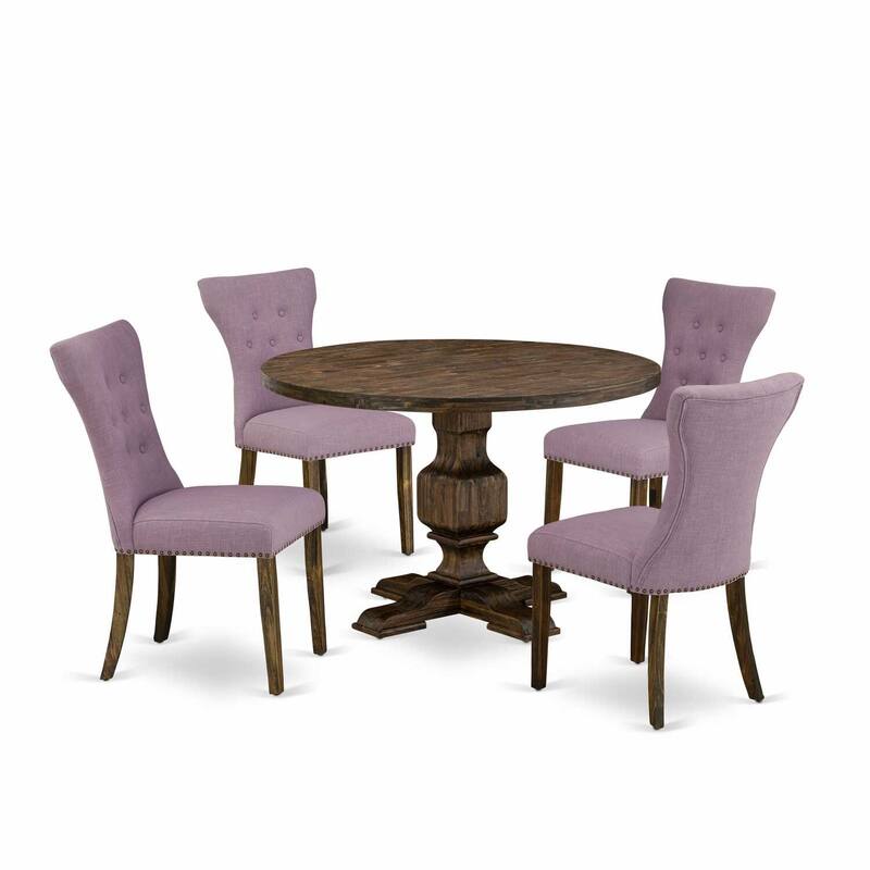 HomeStock 3-Piece Distressed Jacobean Finish Solid Wood Top Dining Table with 2 Chairs