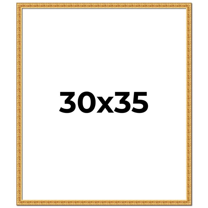 30x35 Frame Gold Real Wood Picture Frame Width 1 inches | Interior