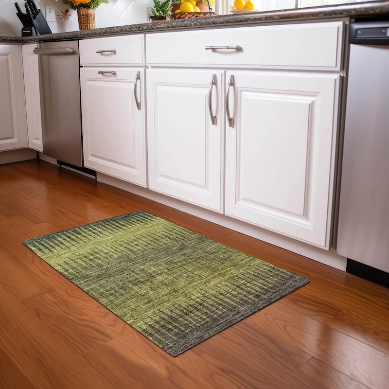 Premium Washable Super Soft Modern Spikes Mayfield Rug - Olive - 1'8" x 2'6"