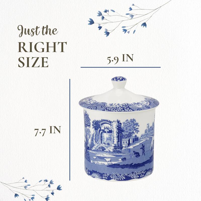 Spode Blue Italian Storage Jar - 7.5 Inch