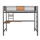 preview thumbnail 13 of 11, Black Twin Size Metal Loft Bed with Desk and Shelves for Kids