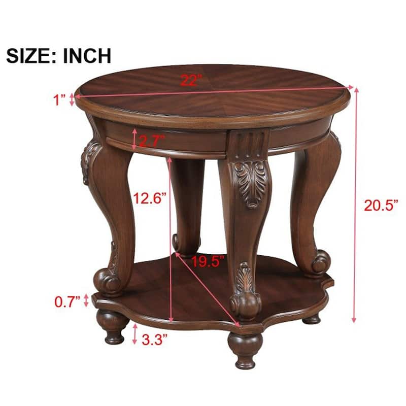 3-Piece Set, Modern Coffee Table Set Antique Design Coffee Table Oval Coffee Table with Lower Shelf, for Living Room