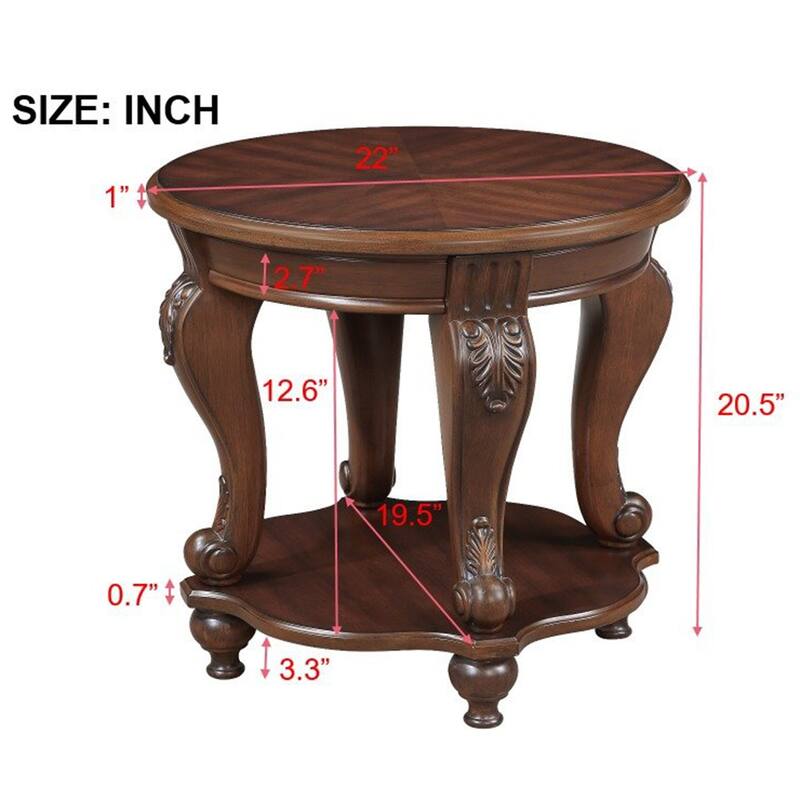 Wood Sofa Side Table with Shelf