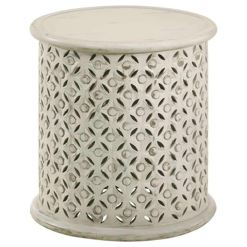 Krish 18-inch Round Mango Wood Side Table
