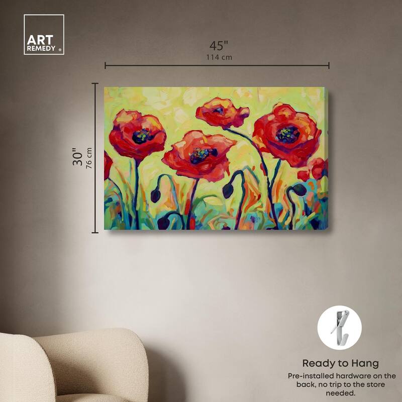 Red Poppy Field II Canvas by Art Remedy, Gallery Wrapped