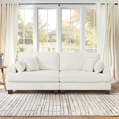 87-in Modern 3-Seater Upholstered Sofa Couch Chenille Design for Living Room