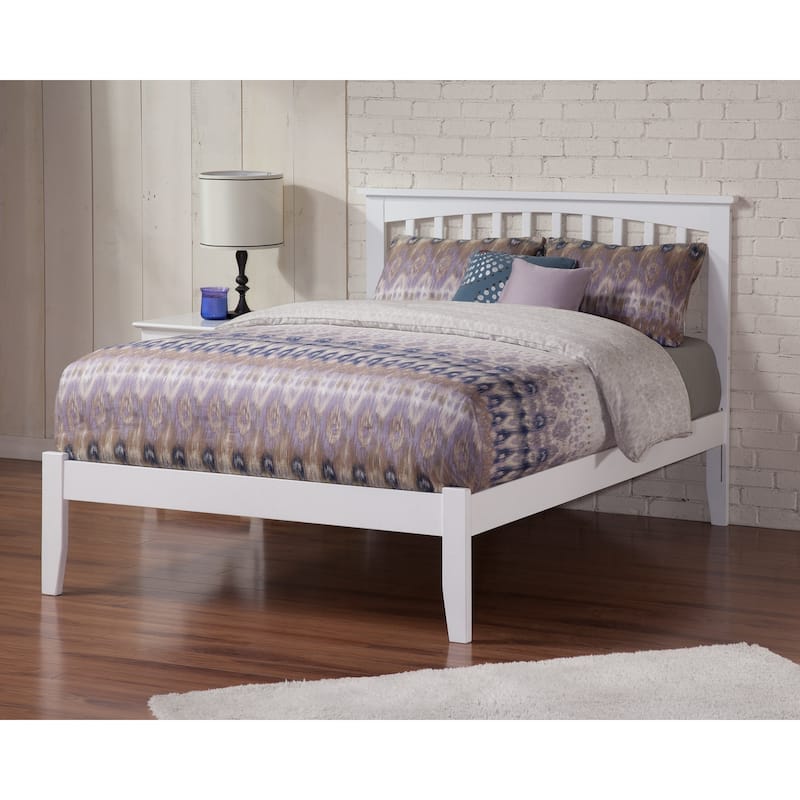Rustic Platform Bed with Charger - Solid Wood Bed Frame - Modern Style Bed - 77" L x 57.75" W