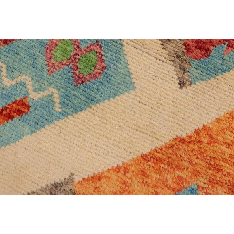 Boho Chic Balochi Galindo Beige/Blue Hand Knotted Wool Rug - 3'6'' x 5'1''