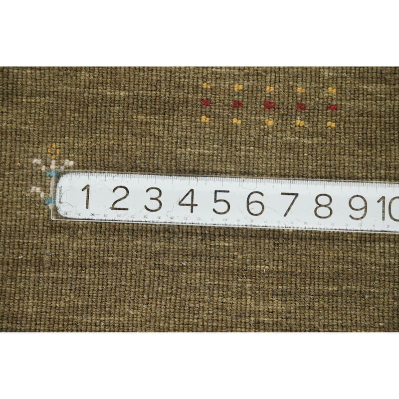 Green Tribal Gabbeh Indian Rug Handmade Oriental Wool Carpet - 3'0" x 4'9"