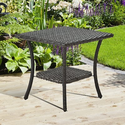 Outdoor Wicker Storage Side Table