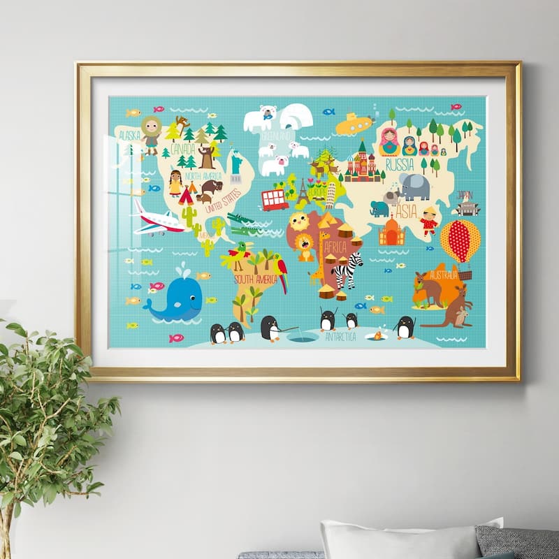 Children's World Map Premium Framed Print - Ready to Hang