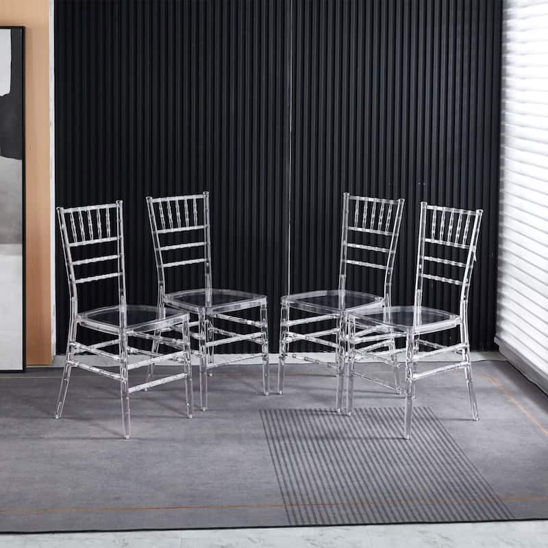 Transparent Plastic Parsons chair Set of 4 - 19.68" x 18.30" - Transparent - 19.68" x 18.30" - Dining Height - Set of 4