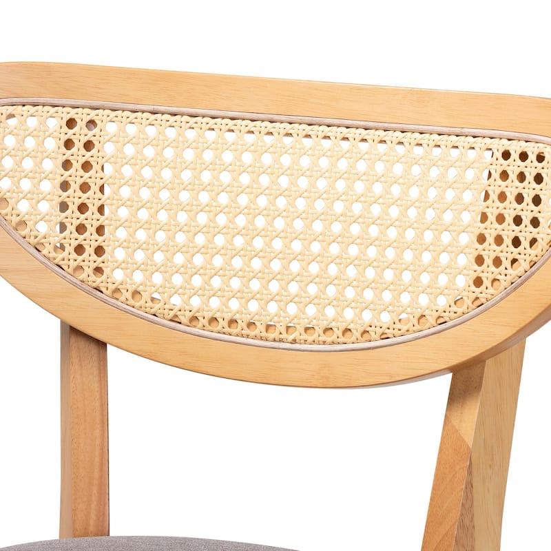 Dannell Mid-Century Modern Fabric and Wood 2-Piece Counter Stool Set