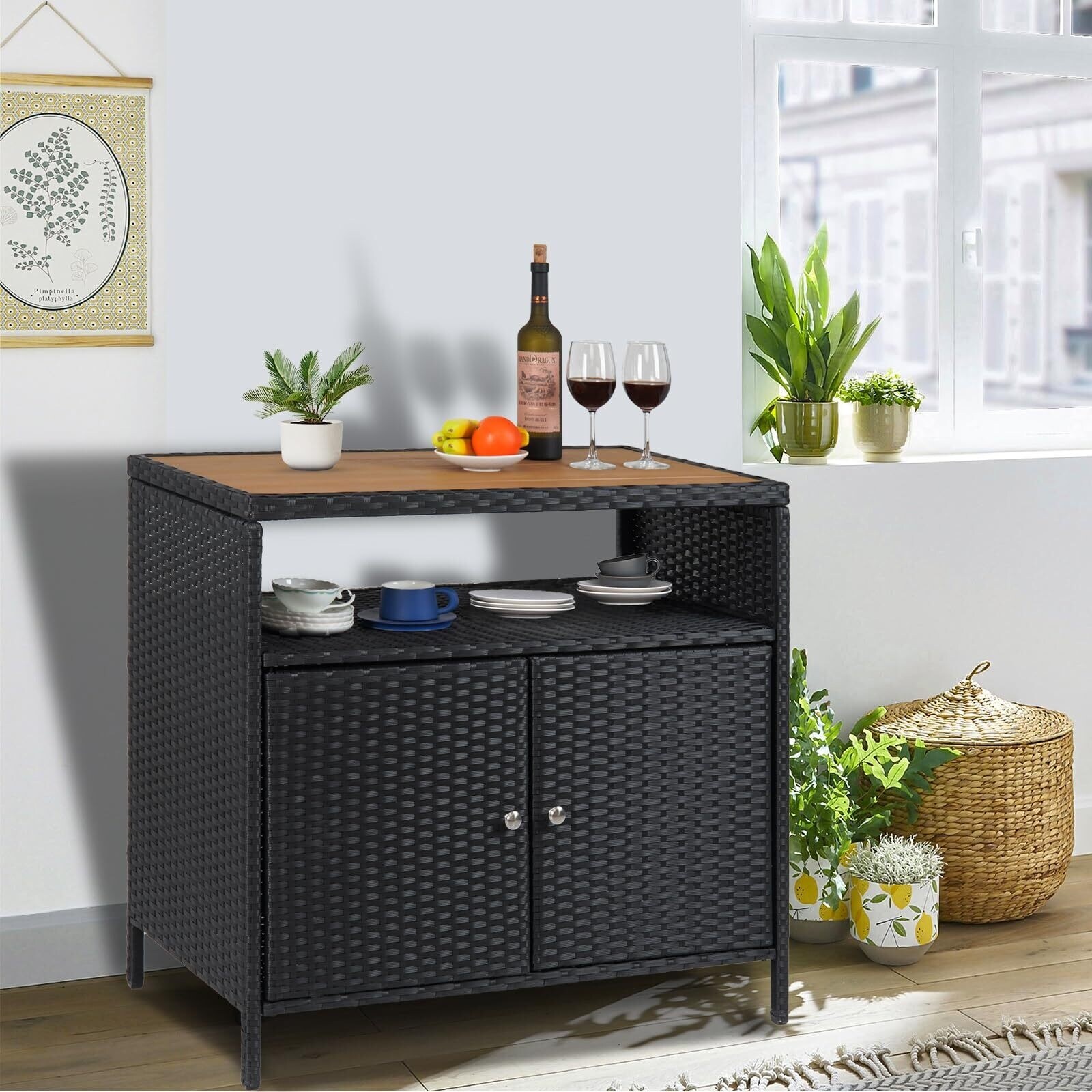 Outdoor wicker storage cabinet discount