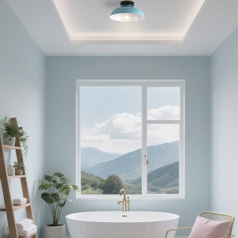 Semi Flush Mount Ceiling Light, Modern Ceiling Light Fixture for Kitchen Island Dining Room Foyer Hallway Porch Barn Loft