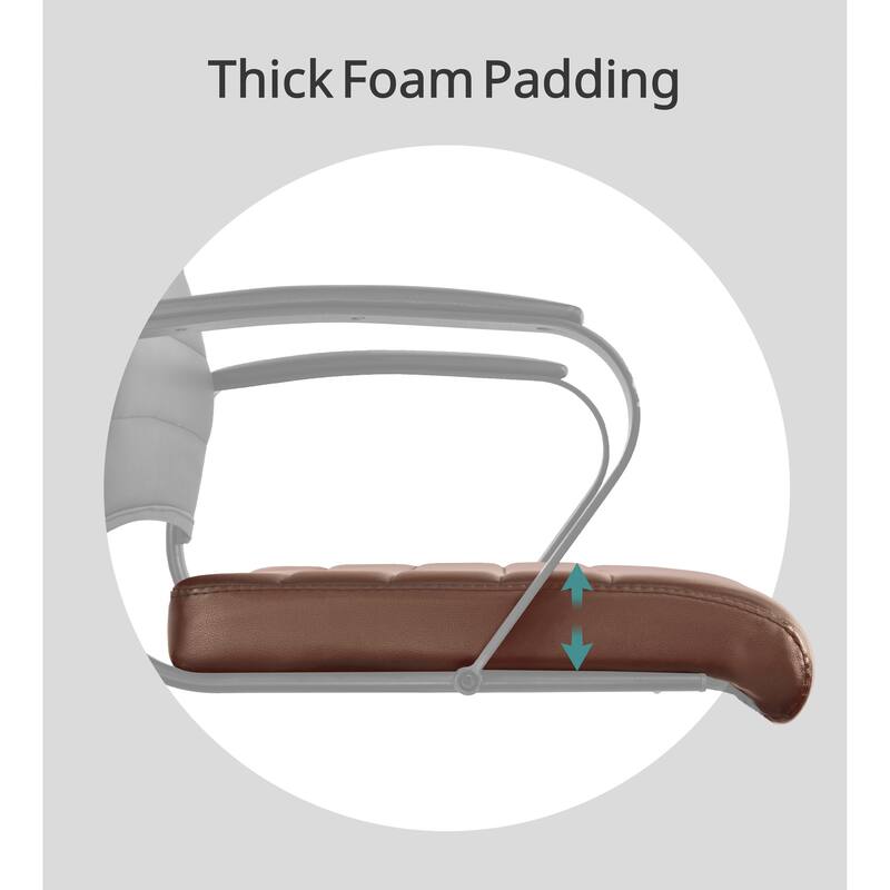 Swivel PU Leather Office Drafting Chair For Standing Table Mid-Back Ribbed Executive Ergonomic With Arms Wheels Task Computer